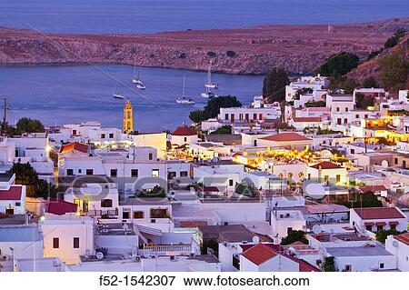 Stock Photo - Lindos Village, East Coast, Rodhes Island, The Dodecanese Archipelago, Greece, Europe.. Fotosearch