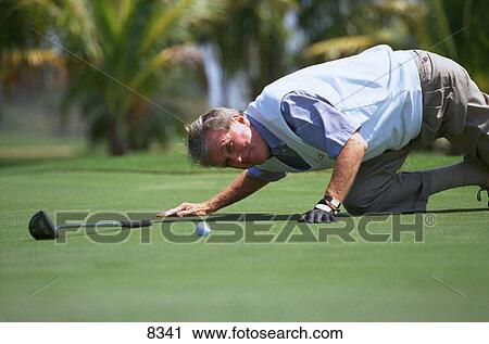 Lining up a putt View Large Photo Image Stock Image - Lining up a putt. Fotosearch