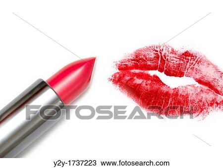 Stock Image - Lipstick and kiss. Fotosearch