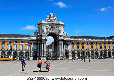 LISBON Portugal Pra? a do Comercio Commerce Square View Large Photo Image Stock Image - LISBON Portugal Pra? a do Comercio Commerce Square. Fotosearch