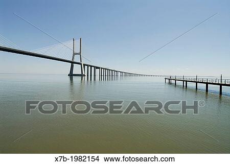 Picture - Lisbon. Portugal. Vasco da Gama bridge.. Fotosearch