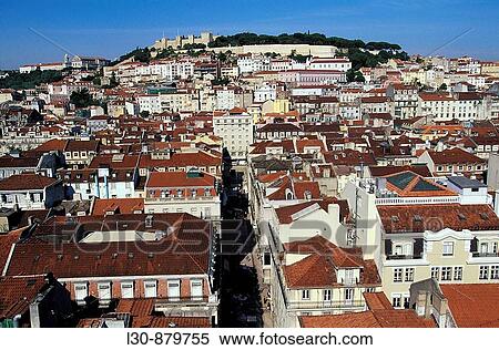Lisbon with St George's castle in background, Portugal View Large Photo Image Stock Photography - Lisbon with St George's castle in background, Portugal. Fotosearch