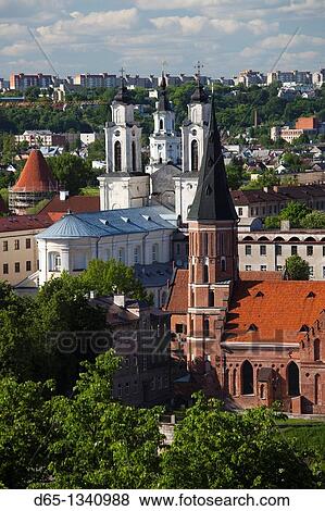 Lithuania, Central Lithuania, Kaunas, elevated view of Vytautas Church, late afternoon View Large Photo Image Stock Photo - Lithuania, Central Lithuania, Kaunas, elevated view of Vytautas Church, late afternoon. Fotosearch