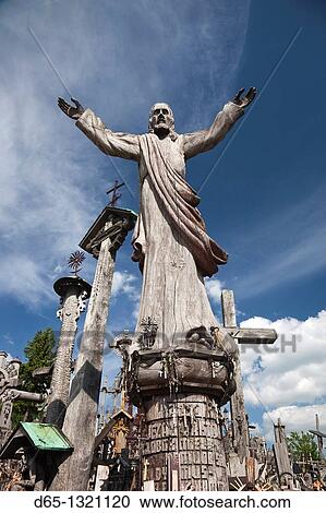 Stock Image - Lithuania, Central Lithuania, Siauliai, Hill of Crosses, religious pilgrimage site. Fotosearch