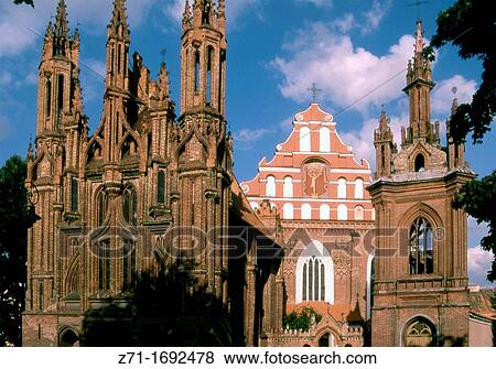 Lithuania, Vilnius, Bernardines & St Anne's Churches View Large Photo Image Stock Photo - Lithuania, Vilnius, Bernardines & St Anne's Churches. Fotosearch