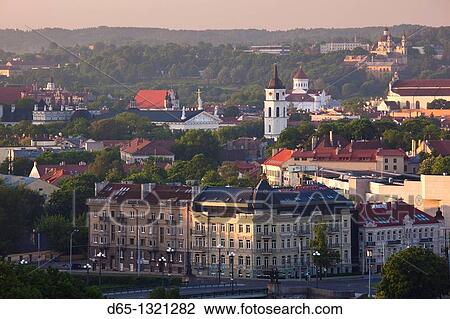 Lithuania, Vilnius, elevated city view from Snipiskes, morning View Large Photo Image Stock Image - Lithuania, Vilnius, elevated city view from Snipiskes, morning. Fotosearch