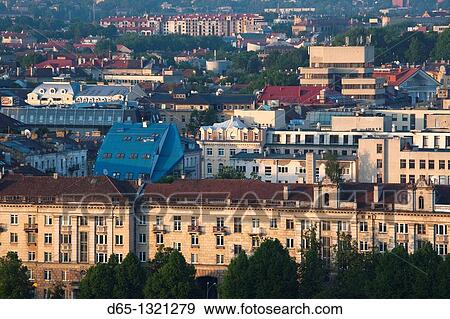 Lithuania, Vilnius, elevated city view from Snipiskes, morning View Large Photo Image Stock Photo - Lithuania, Vilnius, elevated city view from Snipiskes, morning. Fotosearch