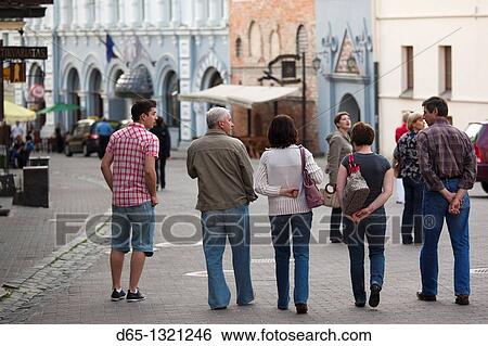 Lithuania, Vilnius, Old Town, people on Ausros Vartu Street, NR View Large Photo Image Stock Photograph - Lithuania, Vilnius, Old Town, people on Ausros Vartu Street, NR. Fotosearch