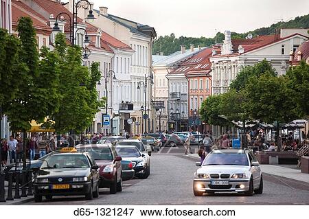Lithuania, Vilnius, Old Town, Town Hall Square, traffic View Large Photo Image Stock Photo - Lithuania, Vilnius, Old Town, Town Hall Square, traffic. Fotosearch