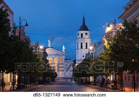Lithuania, Vilnius, Vilnius Cathedral, evening View Large Photo Image Stock Photo - Lithuania, Vilnius, Vilnius Cathedral, evening. Fotosearch