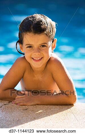 Little caucasian girl in the swimming pool View Large Photo Image Stock Image - Little caucasian girl in the swimming pool. Fotosearch