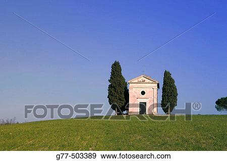 Little chapel called? Cappella di Vitaleta?, near Pienza. Orcia Valley (Val D? orcia). Tuscany. Italy. View Large Photo Image Stock Photo - Little chapel called? Cappella di Vitaleta?, near Pienza. Orcia Valley (Val D? orcia). Tuscany. Italy.. Fotosearch