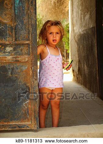 Stock Image - Little Girl at Torab El Gafir, City of Dead, Cairo, Egypt. Fotosearch