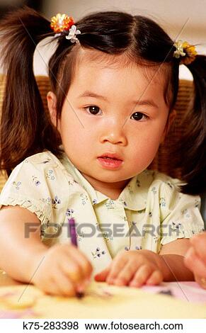 little girl drawing View Large Photo Image Stock Photo - little girl drawing. Fotosearch