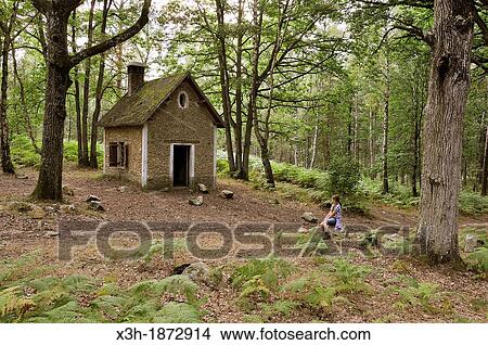 little girl near the forest hut called La Roche aux Loups, Forest of Rambouillet, Yvelines department, Ile-de-France region, France, Europe View Large Photo Image Picture - little girl near the forest hut called La Roche aux Loups, Forest of Rambouillet, Yvelines department, Ile-de-France region, France, Europe. Fotosearch