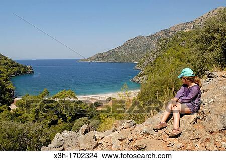 little girl on the Lycian coast, Turkey, Eurasia View Large Photo Image Picture - little girl on the Lycian coast, Turkey, Eurasia. Fotosearch