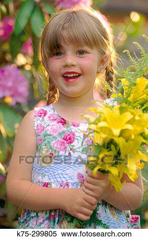 little girl with bouquet of lillies View Large Photo Image Stock Photography - little girl with bouquet of lillies. Fotosearch