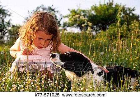 Little girl with dog.? land. Sweden. View Large Photo Image Stock Photography - Little girl with dog.? land. Sweden.. Fotosearch