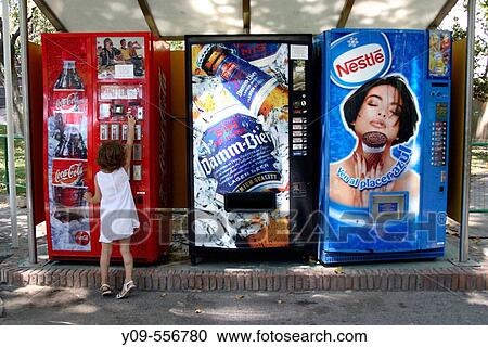 Little girl with drinks vending machine. View Large Photo Image Stock Image - Little girl with drinks vending machine.. Fotosearch