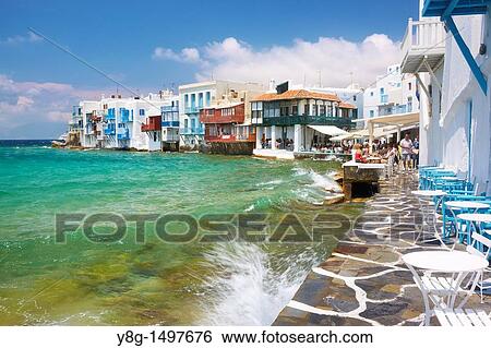 Little Venice, Mykonos, Cyklades, Greece View Large Photo Image Stock Photograph - Little Venice, Mykonos, Cyklades, Greece. Fotosearch