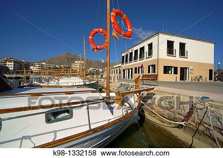 Llauts, typical fishing boats. Port de Pollensa, Majorca, Balearic islands, Spain View Large Photo Image Stock Photo - Llauts, typical fishing boats. Port de Pollensa, Majorca, Balearic islands, Spain. Fotosearch