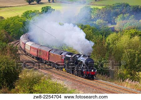 Picture - LMS Stanier Class 8F 48151, steam train near Low Baron Wood Farm Armathwaite Eden Valley, Cumbria, England, UK.. Fotosearch