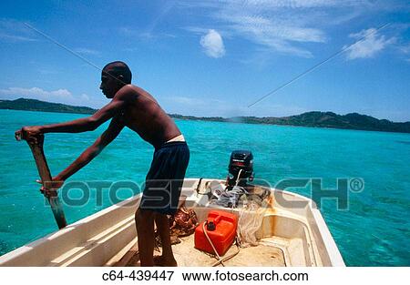 Stock Photo - Lobster fishing at Roatan. Caribbean Sea. Bay Islands. Honduras. Fotosearch