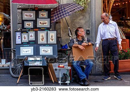Local Artist Selling Art, Florence, Italy. View Large Photo Image Stock Image - Local Artist Selling Art, Florence, Italy.. Fotosearch