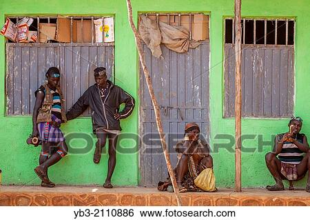 Stock Photograph - Local People At The Thursday Market At Key Afar, Omo Valley, Ethiopia.. Fotosearch