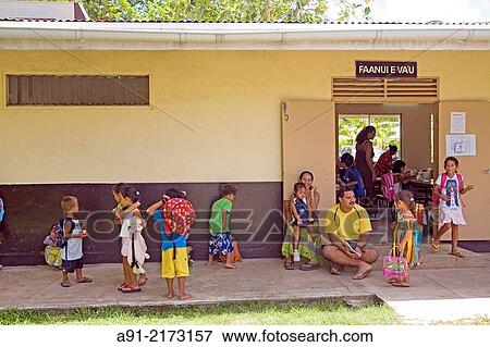 Stock Photo - Local school. Bora Bora island. French Polynesia. Fotosearch