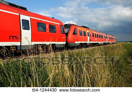 Stock Image - Local Train of the German Bahn AG, series 612, Fellheim, Bavaria. Fotosearch