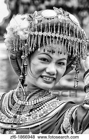 Stock Photo - Local woman in traditional costume portrait of beautiful lady in Guilin area of China. Fotosearch