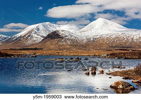 Stock Image - Lochan na h-Achlaise on Rannoch Moor, Highland, Scotland, United Kingdom, Europe.. Fotosearch