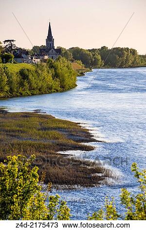 Loire River banks at Br? h? mont Village. Indre-et-Loire, Centre region, Loire valley, France, Europe. View Large Photo Image Stock Image - Loire River banks at Br? h? mont Village. Indre-et-Loire, Centre region, Loire valley, France, Europe.. Fotosearch