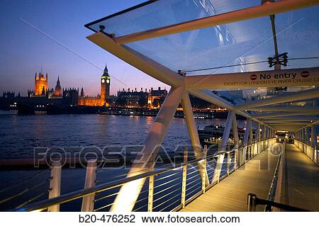 Stock Image - London Eye River Cruise, Big Ben and Houses of Parliament, London. England, UK. Fotosearch