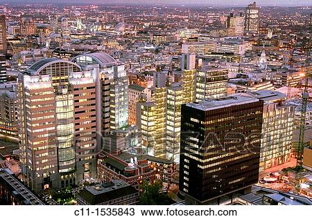 london panoramic night view barbican england uk View Large Photo Image Stock Image - london panoramic night view barbican england uk. Fotosearch