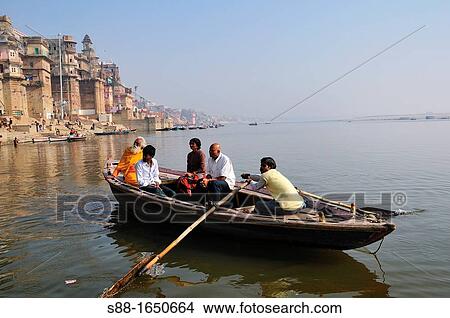 Looking at the ghats from the boat. View Large Photo Image Picture - Looking at the ghats from the boat.. Fotosearch