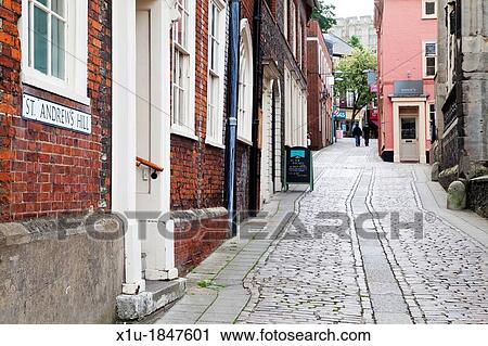 Looking up St Andrews Hill towards the Castle Norwich Norfolk England View Large Photo Image Stock Image - Looking up St Andrews Hill towards the Castle Norwich Norfolk England. Fotosearch