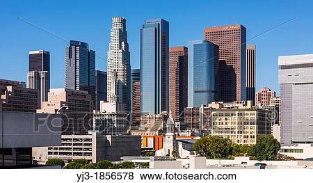 Los Angeles skyline View Large Photo Image Stock Photo - Los Angeles skyline. Fotosearch
