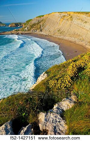 Los Caballos beach, Miengo, Cantabria, Bay of Biscay, Spain, Europe. View Large Photo Image Stock Image - Los Caballos beach, Miengo, Cantabria, Bay of Biscay, Spain, Europe.. Fotosearch