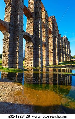 Los Milagros aqueduct, Emerita Augusta, Mrida, Silver Route, UNESCO World Heritage site, Via de la Plata, Badajoz province, Extremadura, Spain View Large Photo Image Stock Photo - Los Milagros aqueduct, Emerita Augusta, Mrida, Silver Route, UNESCO World Heritage site, Via de la Plata, Badajoz province, Extremadura, Spain. Fotosearch