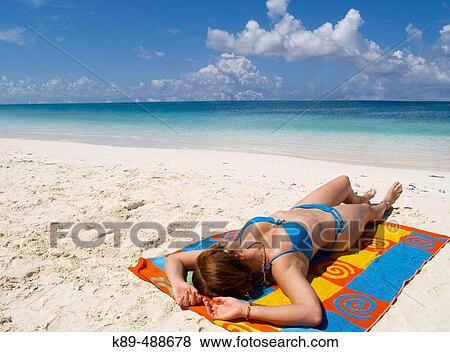 Stock Photo - Los Roques bather. Venezuela.. Fotosearch