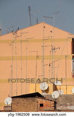 lots of television aerials on building roof in rome italy View Large Photo Image Stock Photo - lots of television aerials on building roof in rome italy. Fotosearch