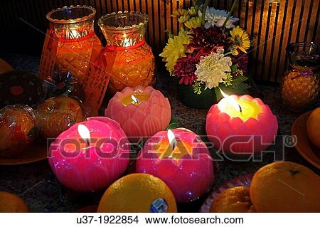 Lotus candles, Kuching, Sarawak, Malaysia. View Large Photo Image Picture - Lotus candles, Kuching, Sarawak, Malaysia.. Fotosearch