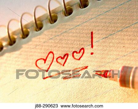 Stock Image - Love note in spiral notebook. Fotosearch