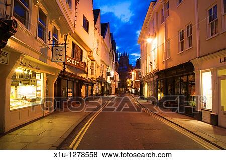 Low Petergate at Dusk looking toward The Minster York Yorkshire UK View Large Photo Image Stock Photo - Low Petergate at Dusk looking toward The Minster York Yorkshire UK. Fotosearch
