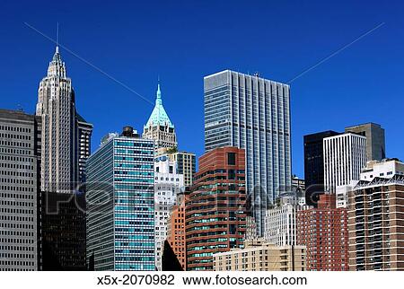 Stock Image - Lower Manhattan skyline in New York City, USA.. Fotosearch