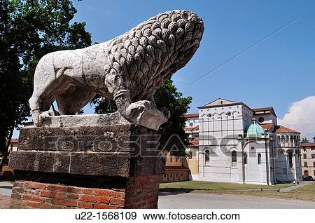 Lucca (Italy): lion sculpture by the Cathedral of San Martino View Large Photo Image Stock Photo - Lucca (Italy): lion sculpture by the Cathedral of San Martino. Fotosearch