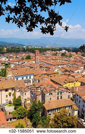 Lucca, View of Lucca from Guinigi Tower, Tuscany, Italy. View Large Photo Image Stock Image - Lucca, View of Lucca from Guinigi Tower, Tuscany, Italy.. Fotosearch