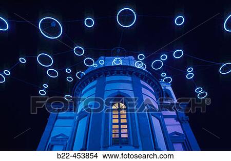 Luci d? artista.? Piccoli spiriti blu? ( Small Blue Spirits). Church of Monte dei Cappuccini. Artist: Rebecca Horn. Torino. Italy. View Large Photo Image Picture - Luci d? artista.? Piccoli spiriti blu? ( Small Blue Spirits). Church of Monte dei Cappuccini. Artist: Rebecca Horn. Torino. Italy.. Fotosearch